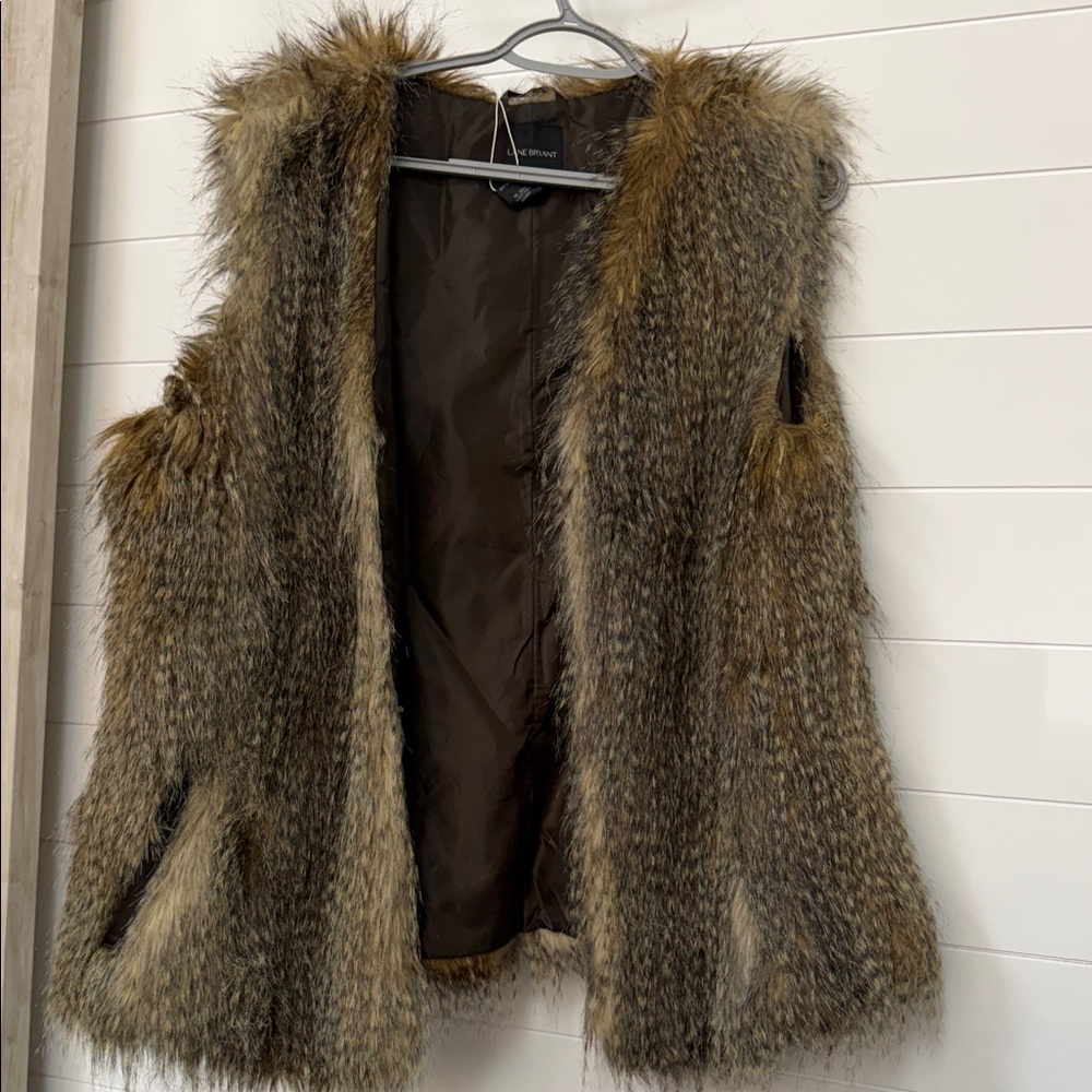 Lane Bryant Multicolor Faux Fur Vest